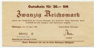 Württemberg, 20 Reichsmark Nürtingen - Kreis, -