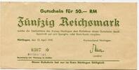 Württemberg, 50 Reichsmark Nürtingen - Kreis, -