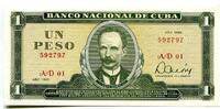 Kuba, 1 Peso Geldschein, Banknote, -