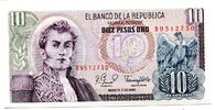 Kolumbien, 10 Pesos Oro Geldschein, Banknote, -