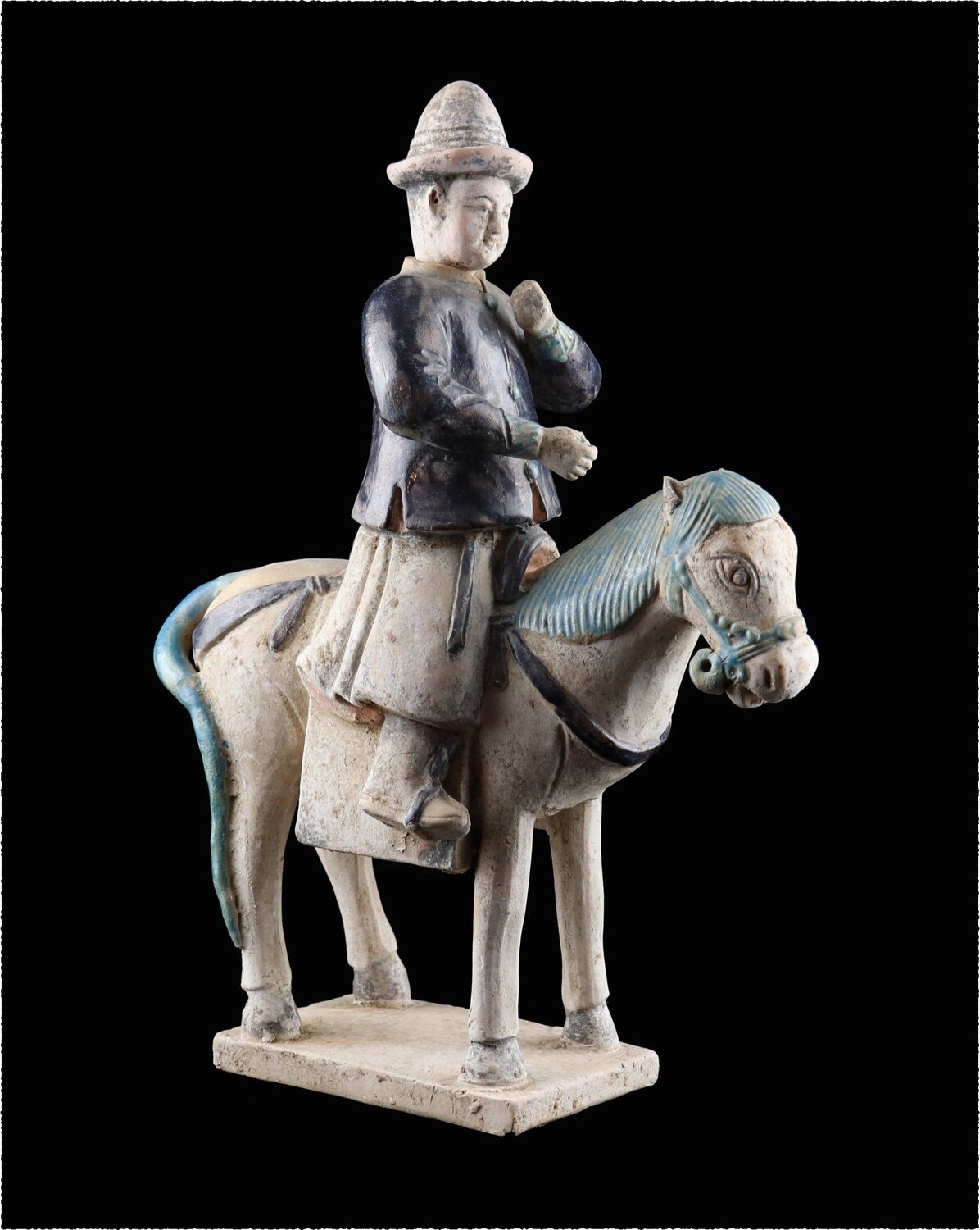 Asian art Large pottery model of Ming Dynasty Equestrian officer
