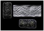 Ancient art Attractive black stone cylinder seal Jemdet Nasr, 3300-2900 BC -