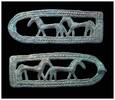 Ancient art XL silver bronze Belt buckle or Fibula, Scythian / Ordos culture   