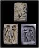 Ancient art Egyptian steatite stamp seal w two figures, c. 18th.-15th. cent. BC -