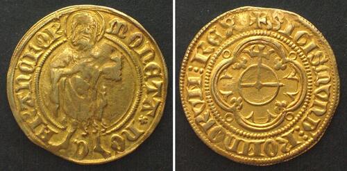 FRANKFURT City. Goldgulden ND, SIGISMUND of LUXEMBOURG 1418-1429, gold, AU!