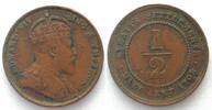 Straits Settlements STRAITS SETTLEMENTS 1/2 Cent 1908 EDWARD VII bronze VF+ SCARCE! -
