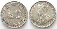 Straits Settlements STRAITS SETTLEMENTS 20 Cents 1919 GEORGE V silver AU! -