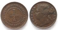 Straits Settlements STRAITS SETTLEMENTS 1/4 Cent 1884 VICTORIA copper XF RARE!!! -