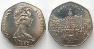 Insel Man ISLE OF MAN 50 Pence 1982 AB CHRISTMAS Cu-Ni UNC -