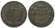 Schweiz - Tessin Swiss TICINO 3 Soldi 1813 mint mark * billon aXF! -