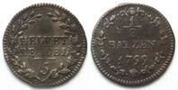 Schweiz Switzerland HELVETIC REPUBLIC 1/2 Batzen 1799 short lines billon XF! -