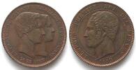 Belgien BELGIUM 10 Centimes 1853 Royal Prince Wedding LEOPOLD I copper UNC-!!! -