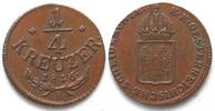 Haus Habsburg AUSTRIA 1/4 Kreuzer 1816 B Kremnitz FRANZ I copper MINT ERROR off center -