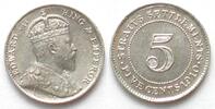 Straits Settlements STRAITS SETTLEMENTS 5 Cents 1910 EDWARD VII silver UNC-! -