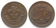 Schweiz SWITZERLAND 1 Rappen 1912 Bronze UNC-! -