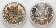 Namibia NAMIBIA 10 Dollars 1995 Leopard MISS UNIVERSE silver Proof SCARCE! -