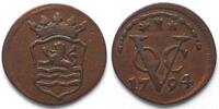 Niederländisch Indien NETHERLANDS EAST INDIES - ZEELAND Duit 1794 VOC copper aXF! -