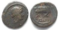 Roman Republic ROMAN REPUBLIC. C. Considius Paetus, AR Denarius, 46 BC, head of Apollo / curule -