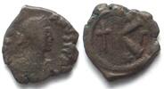Byzanz JUSTINIAN I (527-565). AE Half Follis, Large K, cross, star, Γ, Constantinople -