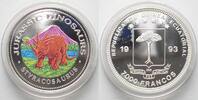 Äquatorialguinea EQUATORIAL GUINEA 7000 Francos 1993 Styracosaurus DINOSAURS silver COLOUR -