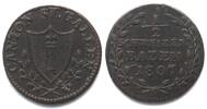 Schweiz - St. Gallen SAINT GALL Canton 1/2 Schweizer Batzen 1807 billon VF+ KEY DATE! -