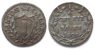 Schweiz - St. Gallen Swiss SAINT GALL Canton 1/4 Batzen 1808 billon VF+ -