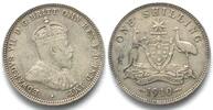 Australien AUSTRALIA Shilling 1910 EDWARD VII silver aXF! -