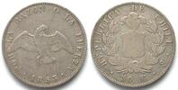 Chile CHILE 50 Centavos 1853 silver VF -