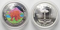 Äquatorialguinea EQUATORIAL GUINEA 7000 Francos 1993 Styracosaurus DINOSAURS silver COLOUR -