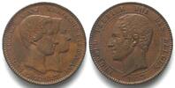 Belgien BELGIUM 10 Centimes 1853 Royal Prince Wedding LEOPOLD I copper AU! -