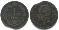 Italien ITALY. 1 Centesimo 1861 M, Vittorio Emanuele II, clipped flan mint error, VF+ -