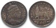 Äthiopien 1/20 Birr ETHIOPIA Gersh EE 1895 (1903) MENELIK II silver UNC! -