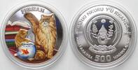 Ruanda RWANDA 500 Francs 2011 Cats PERSIAN silver, colored, Proof -