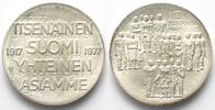 Finnland FINNLAND 10 Markkaa 1977, 60th Anniversary of Independence, silver, UNC -