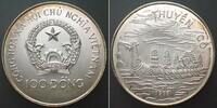 Vietnam VIETNAM. 100 Dong 1988, Dragon Boat, silver, BU, SCARCE! -