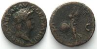 Roman Imperial NERO. AE As 66 AD, Lugdunum (Lyon), Victory, VF -