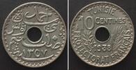 Tunesien TUNISIA 10 Centimes 1938, AHMAD PASHA BEY, Nickel-Bronze, UNC-!!! -