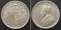Indien Britisch INDIA-BRITISH. 1/4 Rupee 1912 Bombay, George V, silver, STRUCK THRU MINT ERROR -