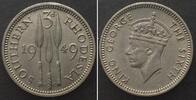 Südrhodesien SOUTHERN RHODESIA 3 Pence 1949 GEORGE VI Cu-Ni UNC-! -