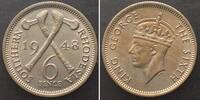 Südrhodesien SOUTHERN RHODESIA 6 Pence 1948 GEORGE VI Cu-Ni UNC!!! -
