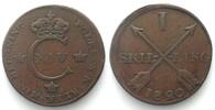 Schweden SWEDEN 1 Skilling 1820, oblique milling, CARL XIV JOHAN, copper, SCARCE! VF -