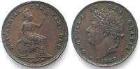England GREAT BRITAIN. 1/3 Farthing 1827, George IV, copper, XF -