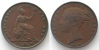 England GREAT BRITAIN Farthing 1839 VICTORIA copper VF+ -