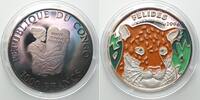 Kongo - Brazzaville CONGO REPUBLIC 1000 Francs 1996 Jaguar FELIDAE silver multicolor Proof RARE!!! -