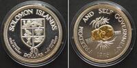 Salomonen SOLOMON ISLANDS 30 Dollars 1975 CUSCUS silver gold inlay Proof SCARCE! -