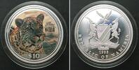 Namibia NAMIBIA 10 Dollars 1995 Leopard MISS UNIVERSE silver Proof RARE! -