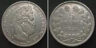 Frankreich FRANCE 5 Francs 1841 BB, Strasbourg, LOUIS PHILIPPE silver XF -