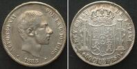 Philippinen SPANISH PHILIPPINES 50 Centimos 1885 ALFONSO XII silver AU! -