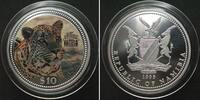 Namibia NAMIBIA 10 Dollars 1995 Leopard MISS UNIVERSE silver Proof RARE! -