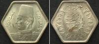 Ägypten EGYPT. 2 Piastres 1944, Farouk, silver, UNC! -
